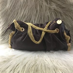 Deux Lux Burgundy Berry Handbag w Gold handles